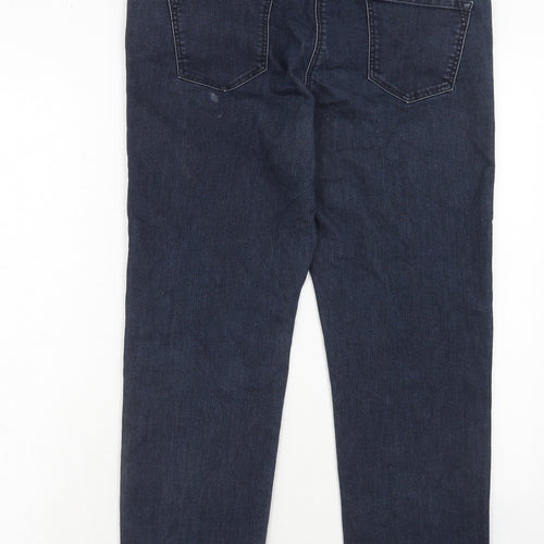 Bonmarché Womens Blue Cotton Straight Jeans Size 14 Slim Zip
