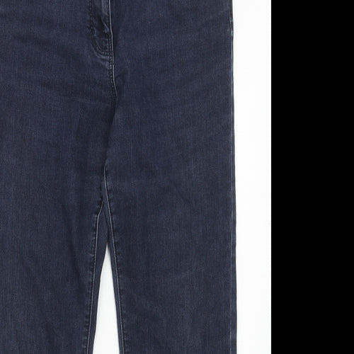 Bonmarché Womens Blue Cotton Straight Jeans Size 14 Slim Zip