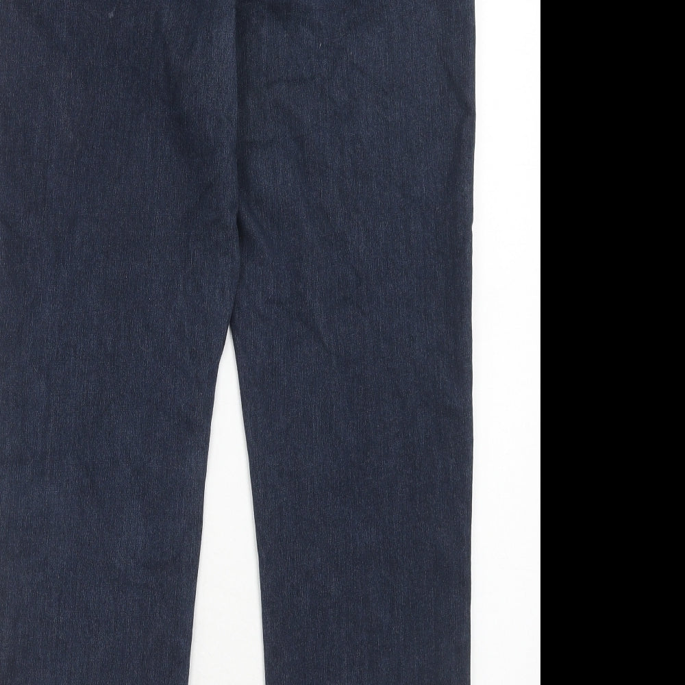 Bonmarché Womens Blue Cotton Straight Jeans Size 14 Slim Zip