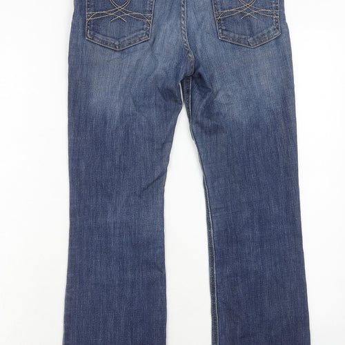 Marks and Spencer Womens Blue Cotton Bootcut Jeans Size 10 Slim Zip