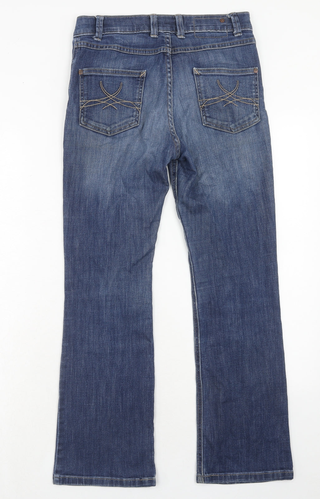 Marks and Spencer Womens Blue Cotton Bootcut Jeans Size 10 Slim Zip