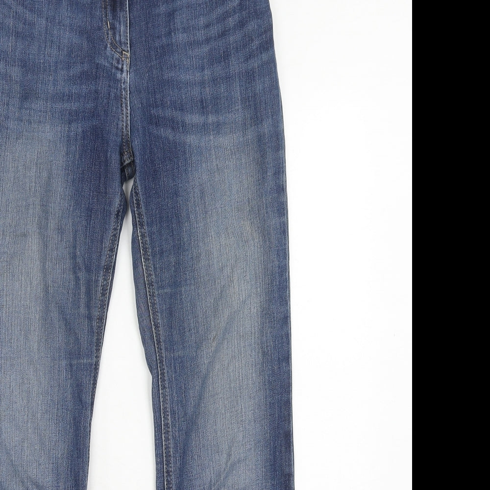 Marks and Spencer Womens Blue Cotton Bootcut Jeans Size 10 Slim Zip