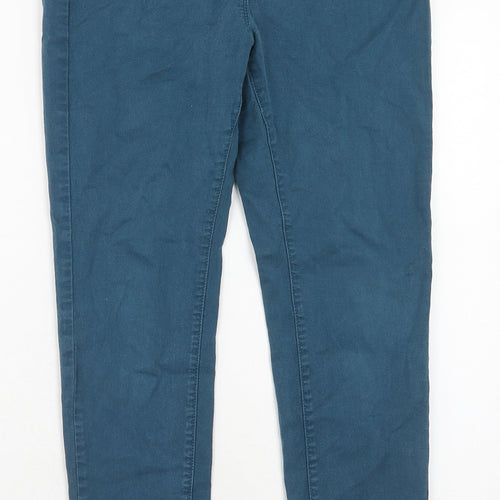 Marks and Spencer Womens Blue Cotton Skinny Jeans Size 12 Regular Zip