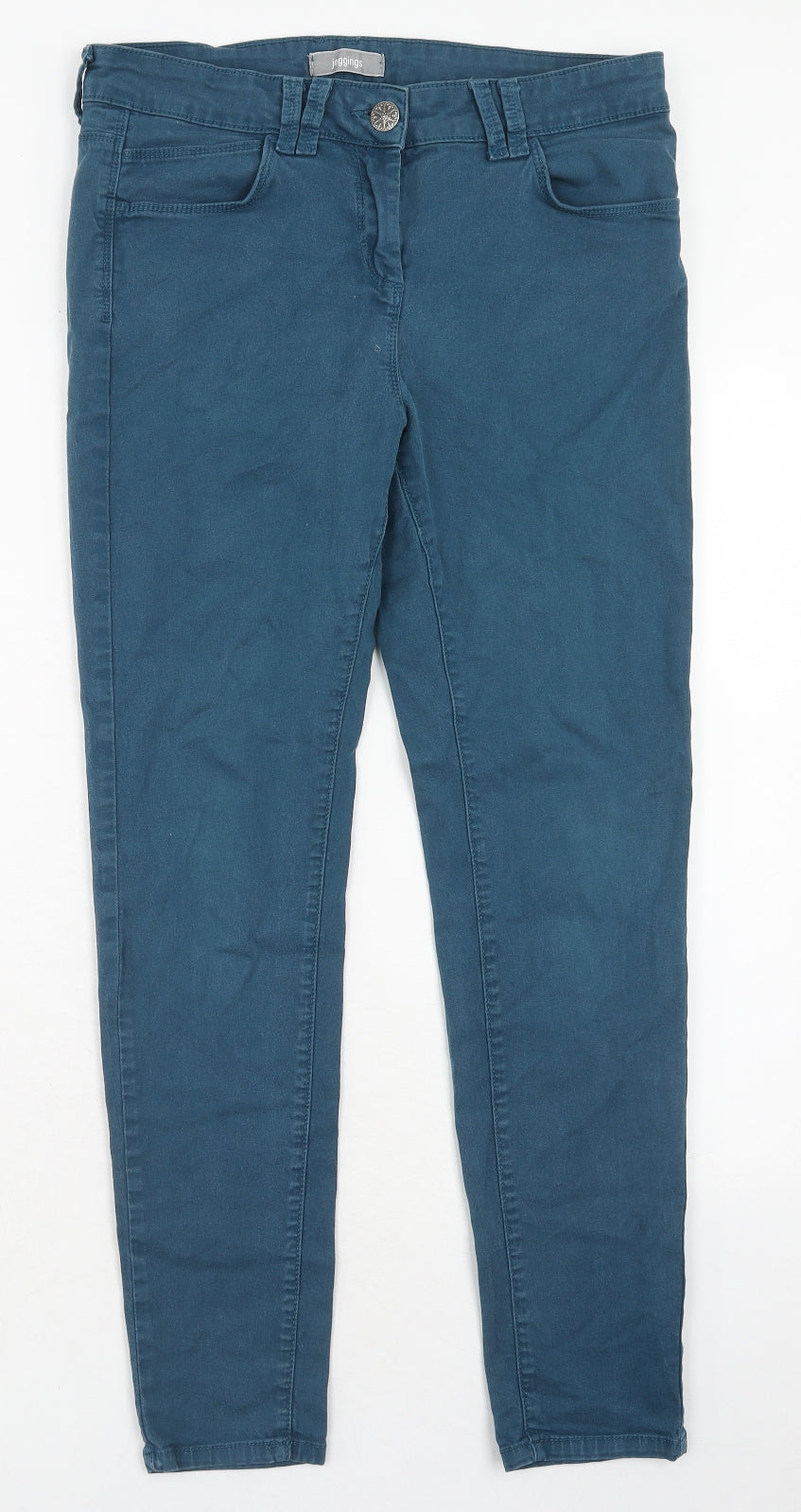 Marks and Spencer Womens Blue Cotton Skinny Jeans Size 12 Regular Zip