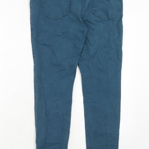 Marks and Spencer Womens Blue Cotton Skinny Jeans Size 12 Regular Zip
