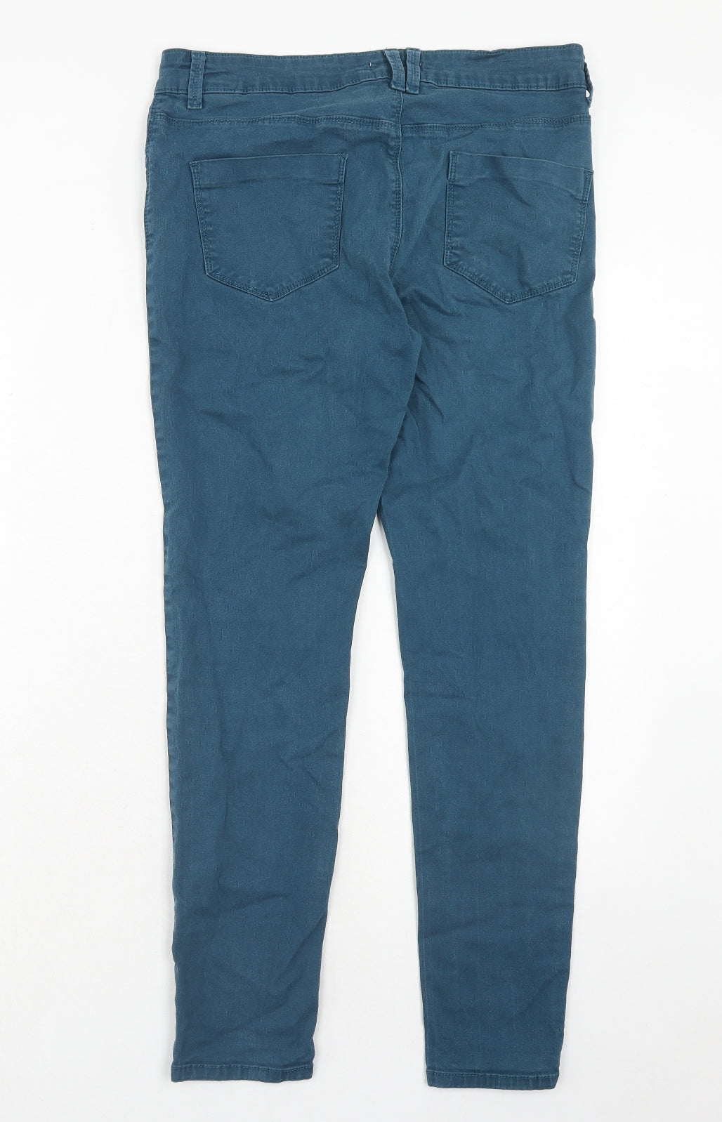 Marks and Spencer Womens Blue Cotton Skinny Jeans Size 12 Regular Zip