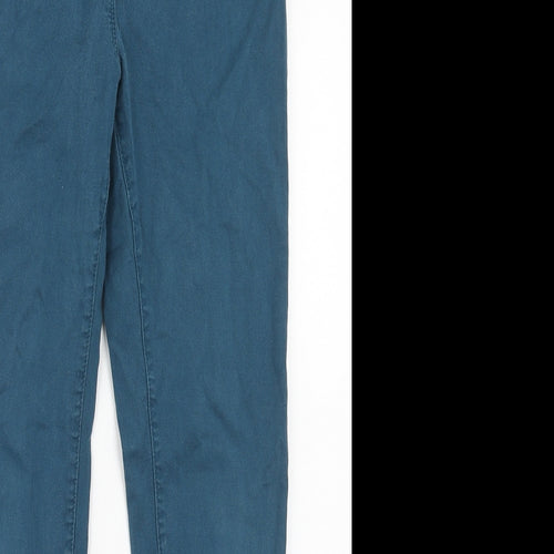 Marks and Spencer Womens Blue Cotton Skinny Jeans Size 12 Regular Zip