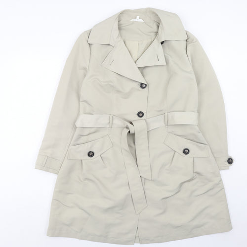 Marks and Spencer Womens Black Trench Coat Coat Size 14 Button