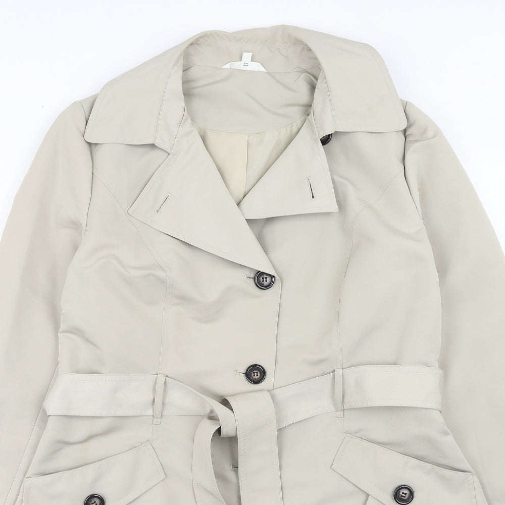 Marks and Spencer Womens Black Trench Coat Coat Size 14 Button