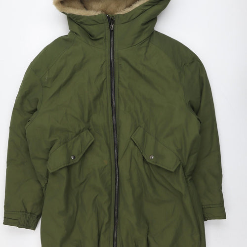 Zara Womens Green Parka Coat Size XS Zip