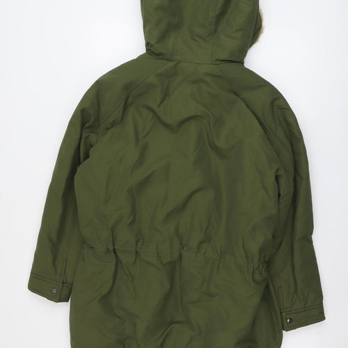Zara Womens Green Parka Coat Size XS Zip