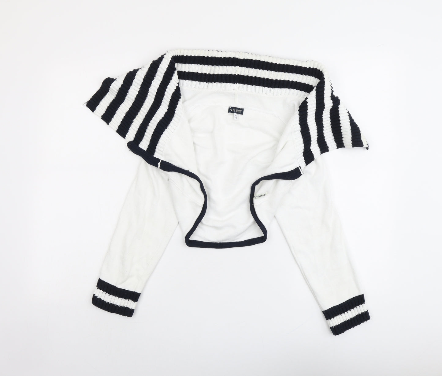 Armani Jeans Womens White Collared Cotton Cardigan Jumper Size 12