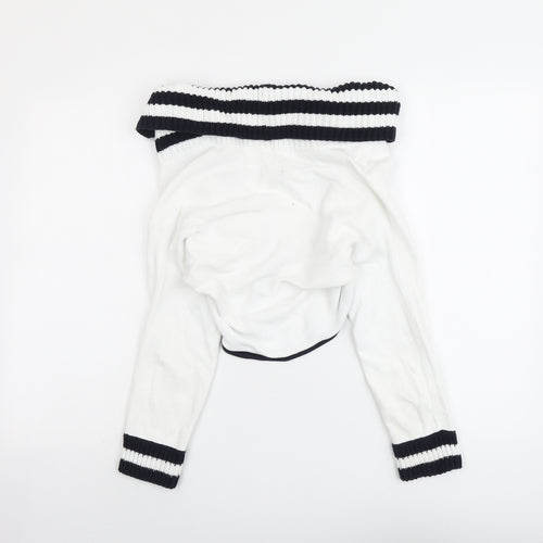 Armani Jeans Womens White Collared Cotton Cardigan Jumper Size 12