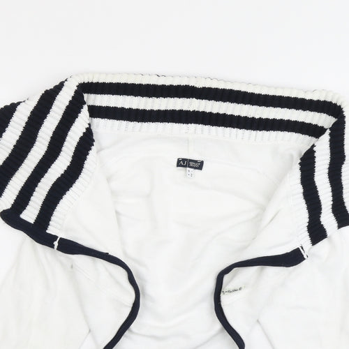 Armani Jeans Womens White Collared Cotton Cardigan Jumper Size 12