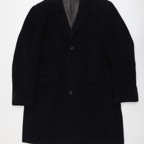 Marks and Spencer Mens Black Pea Coat Coat Size 2XL Button