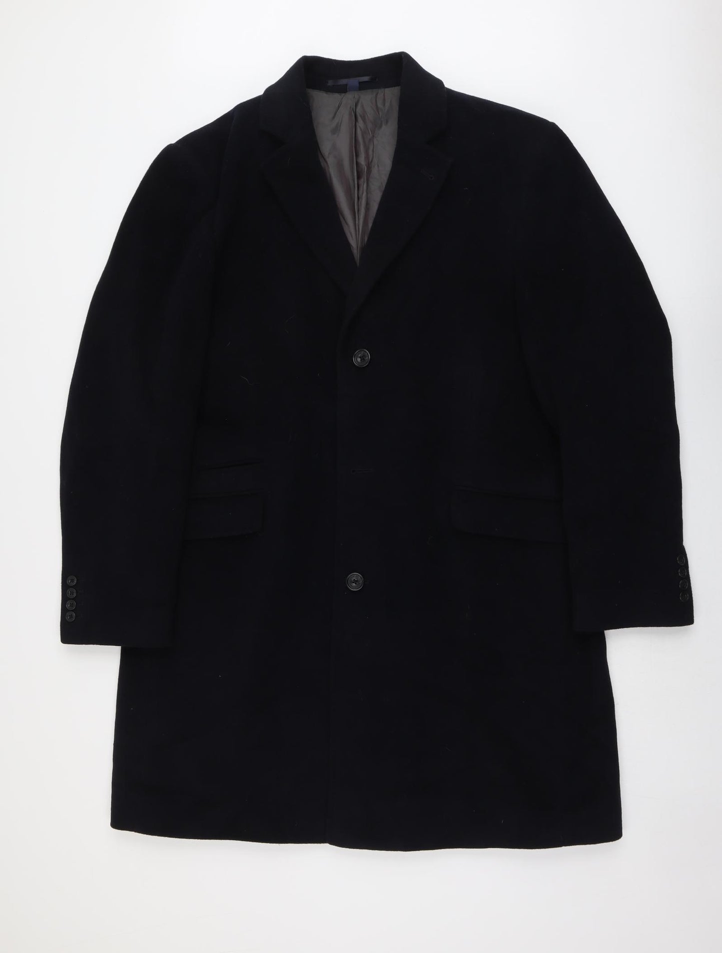Marks and Spencer Mens Black Pea Coat Coat Size 2XL Button