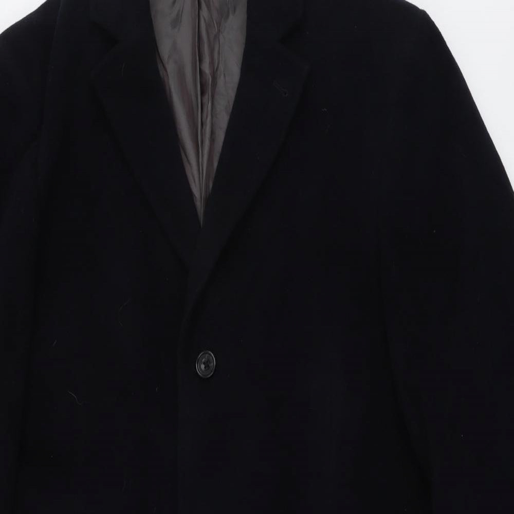 Marks and Spencer Mens Black Pea Coat Coat Size 2XL Button