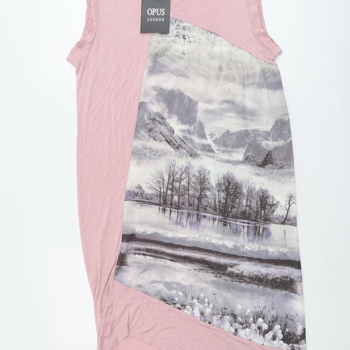 OPUS Womens Pink Viscose Tank Dress Size 10 Round Neck Pullover