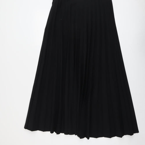 Agenda Womens Black Polyester Pleated Skirt Size 16 Zip