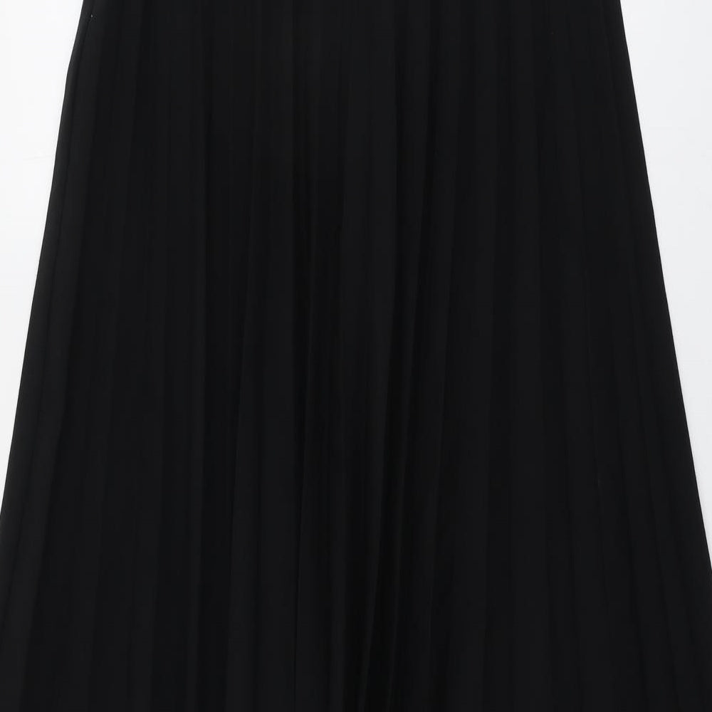 Agenda Womens Black Polyester Pleated Skirt Size 16 Zip