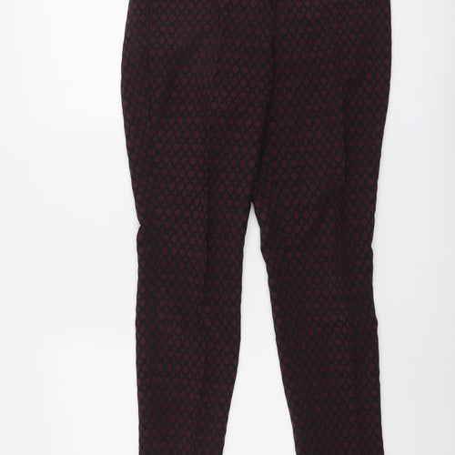 Phase Eight Womens Red Geometric Polyester Trousers Size 12 L27 in Regular Button