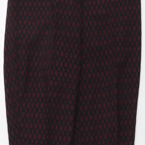 Phase Eight Womens Red Geometric Polyester Trousers Size 12 L27 in Regular Button