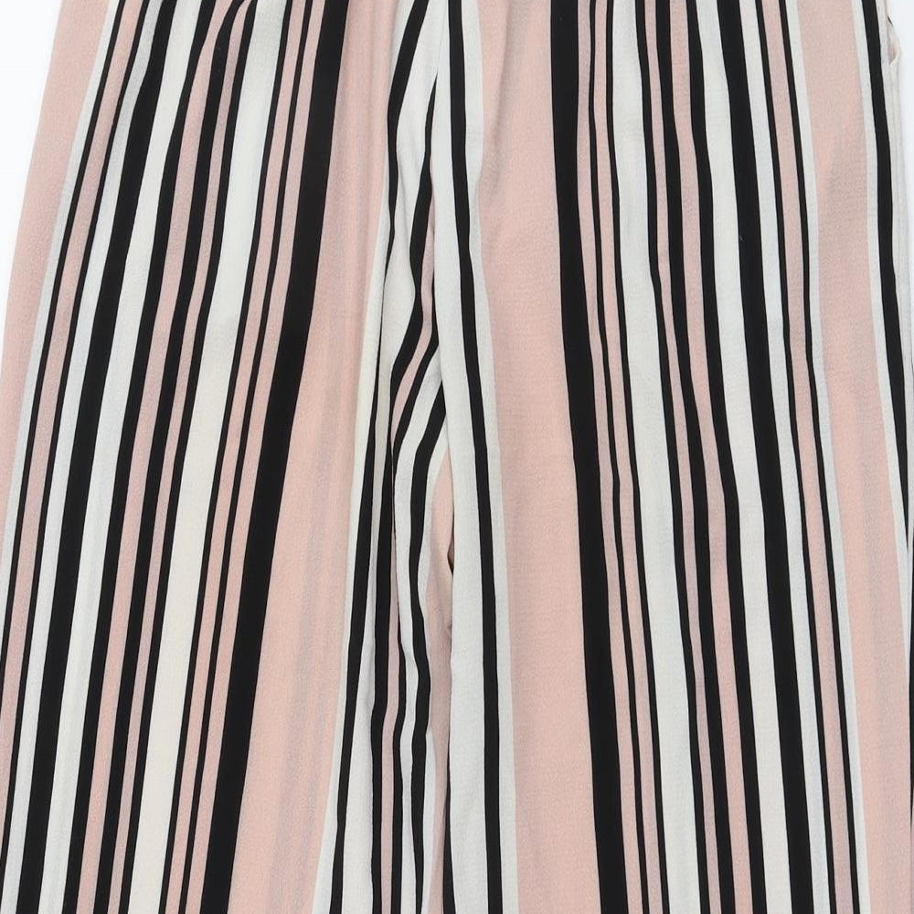 New Look Womens Pink Striped Polyester Trousers Size 12 L20 in Regular Button