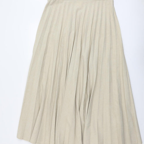 Agenda Womens Beige Polyester Pleated Skirt Size 16 Zip