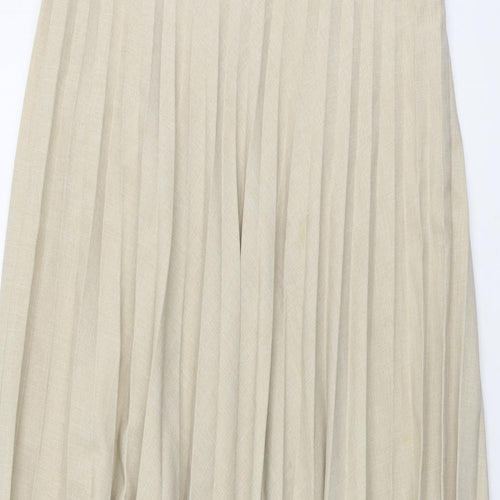 Agenda Womens Beige Polyester Pleated Skirt Size 16 Zip