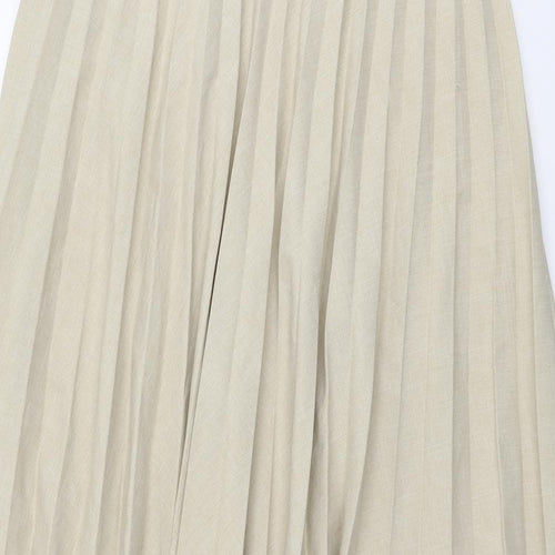 Agenda Womens Beige Polyester Pleated Skirt Size 16 Zip