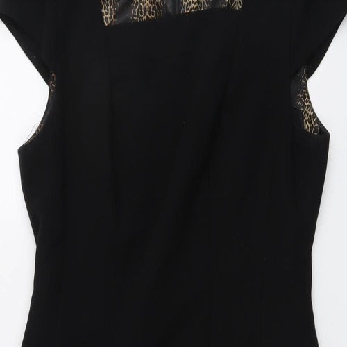 Marks and Spencer Womens Black Polyester Shift Size 14 Square Neck Zip