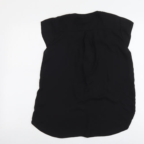 Paraphrase Womens Black Polyester Basic Blouse Size 14 Round Neck
