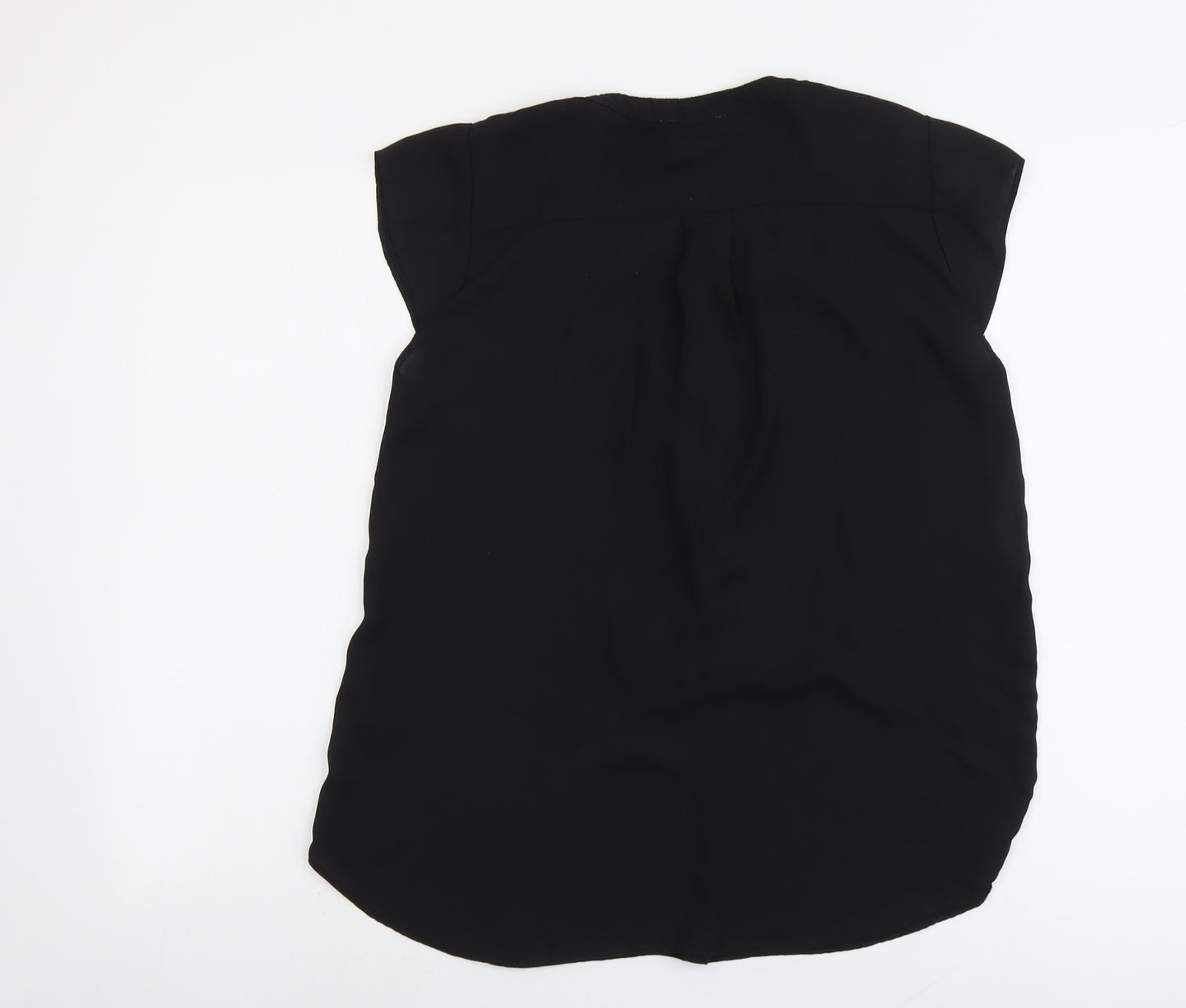 Paraphrase Womens Black Polyester Basic Blouse Size 14 Round Neck