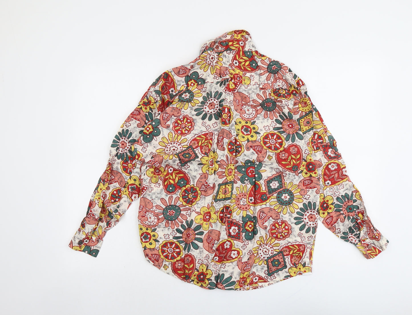 Marks and Spencer Womens Multicoloured Geometric Viscose Basic Button-Up Size 14 Collared