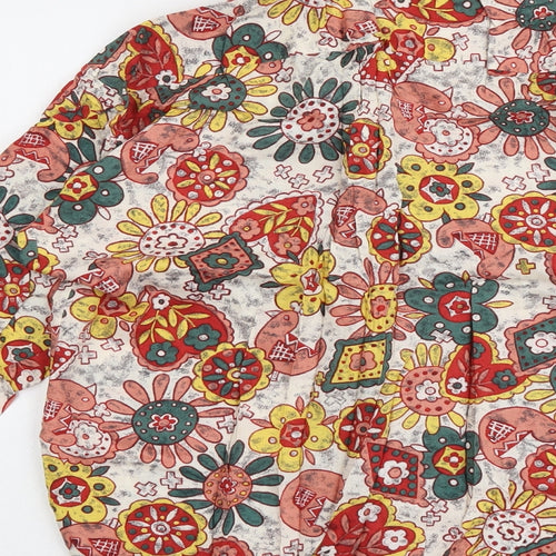 Marks and Spencer Womens Multicoloured Geometric Viscose Basic Button-Up Size 14 Collared