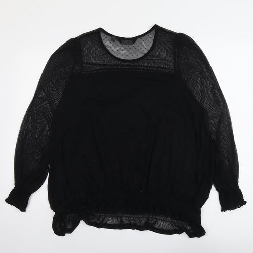 Dorothy Perkins Womens Black Polka Dot Polyester Basic Blouse Size 20 Boat Neck