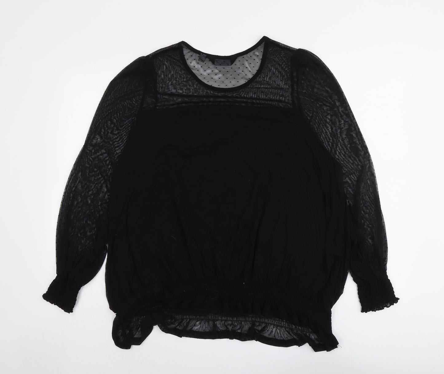 Dorothy Perkins Womens Black Polka Dot Polyester Basic Blouse Size 20 Boat Neck