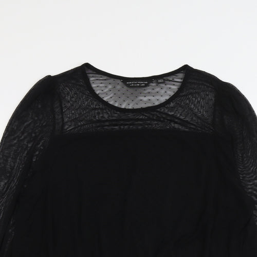 Dorothy Perkins Womens Black Polka Dot Polyester Basic Blouse Size 20 Boat Neck