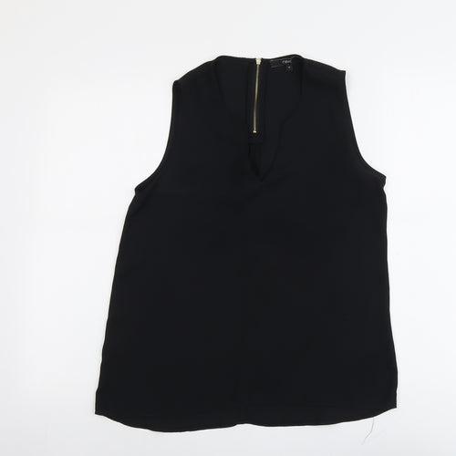 NEXT Womens Black Polyester Basic Blouse Size 10 V-Neck