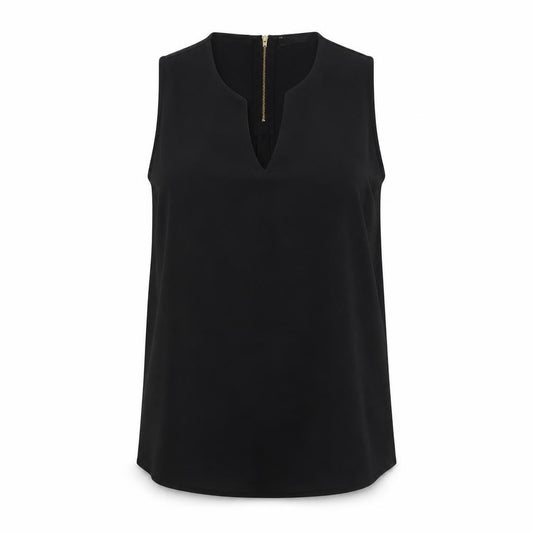 Front view of Next women’s black polyester basic blouse, size UK 10, v-neck