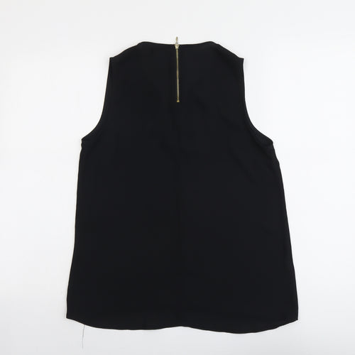 NEXT Womens Black Polyester Basic Blouse Size 10 V-Neck