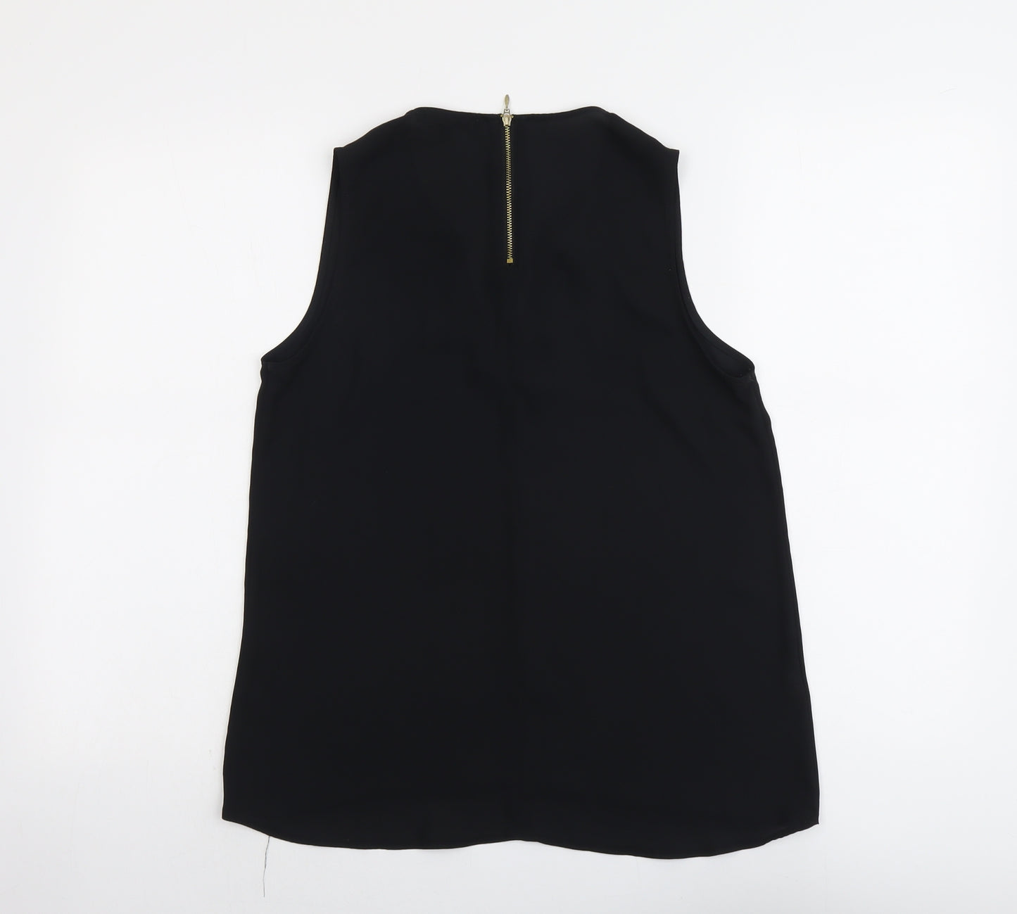 NEXT Womens Black Polyester Basic Blouse Size 10 V-Neck