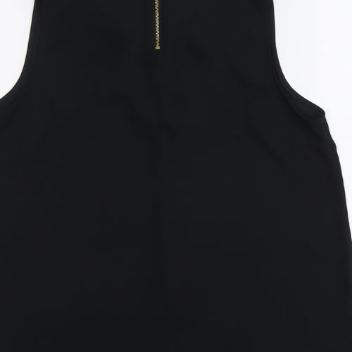 NEXT Womens Black Polyester Basic Blouse Size 10 V-Neck