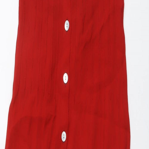 Monsoon Womens Red Polyester Maxi Size 10 Round Neck Button