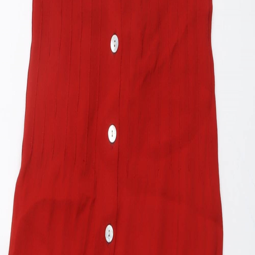 Monsoon Womens Red Polyester Maxi Size 10 Round Neck Button