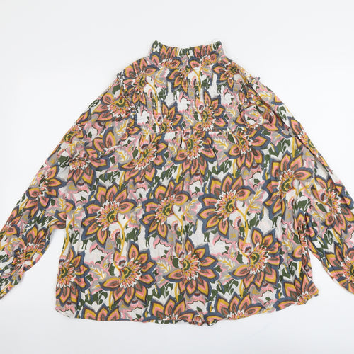 CERULEAN Womens Multicoloured Floral Viscose Basic Blouse Size 16 Mock Neck