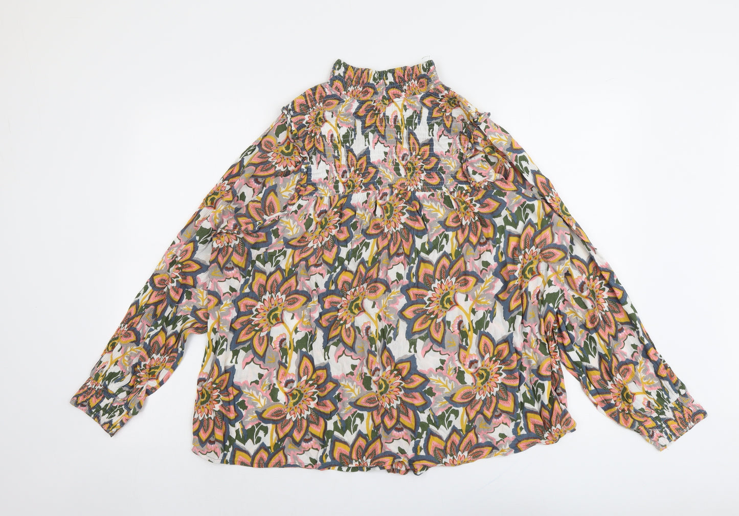 CERULEAN Womens Multicoloured Floral Viscose Basic Blouse Size 16 Mock Neck