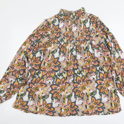 CERULEAN Womens Multicoloured Floral Viscose Basic Blouse Size 16 Mock Neck