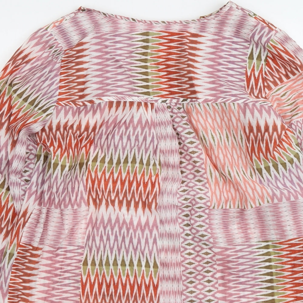 Mint Velvet Womens Multicoloured Geometric Lyocell Basic Blouse Size XS V-Neck