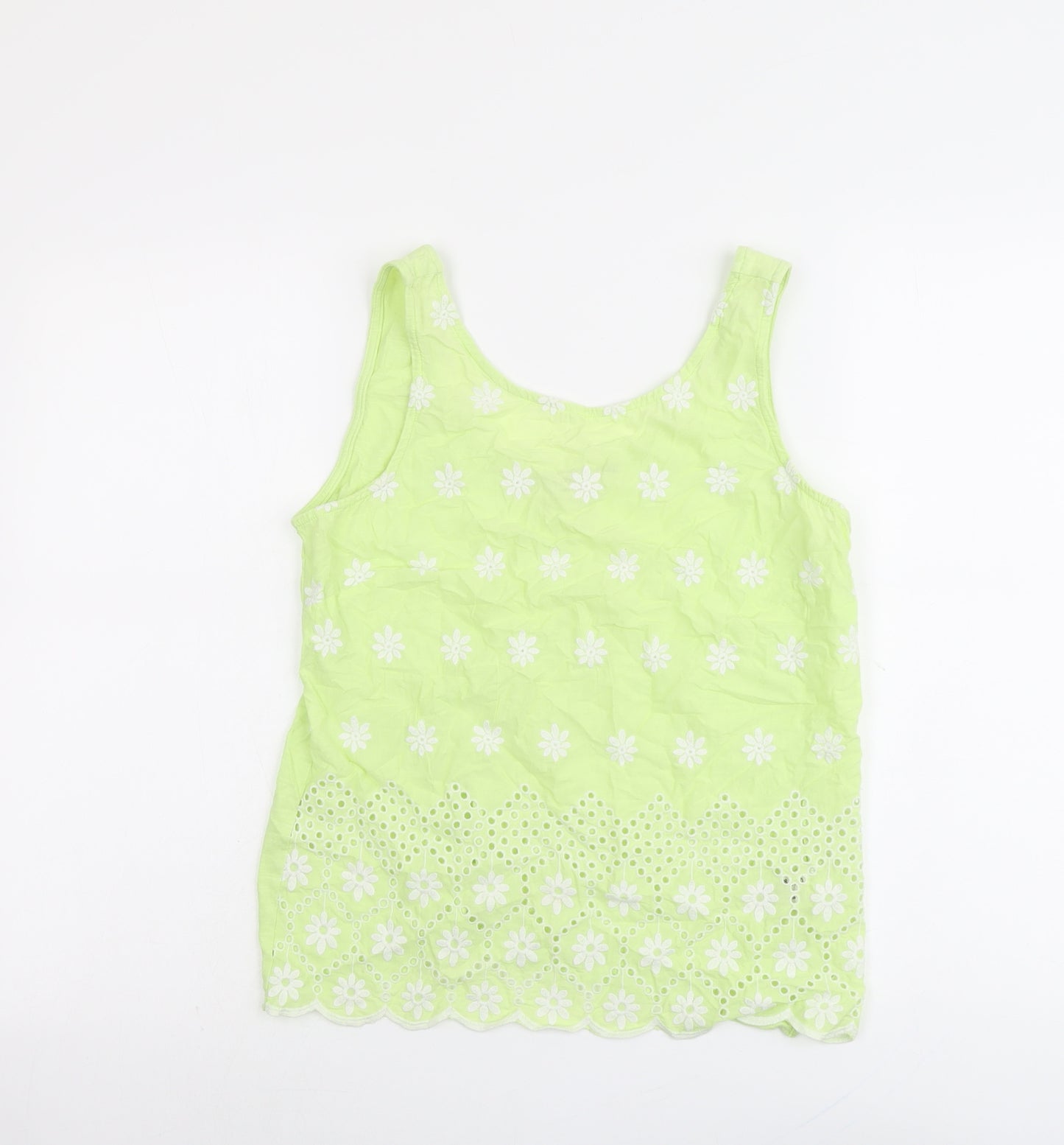 NEXT Womens Green Floral Cotton Basic Tank Size 10 Scoop Neck